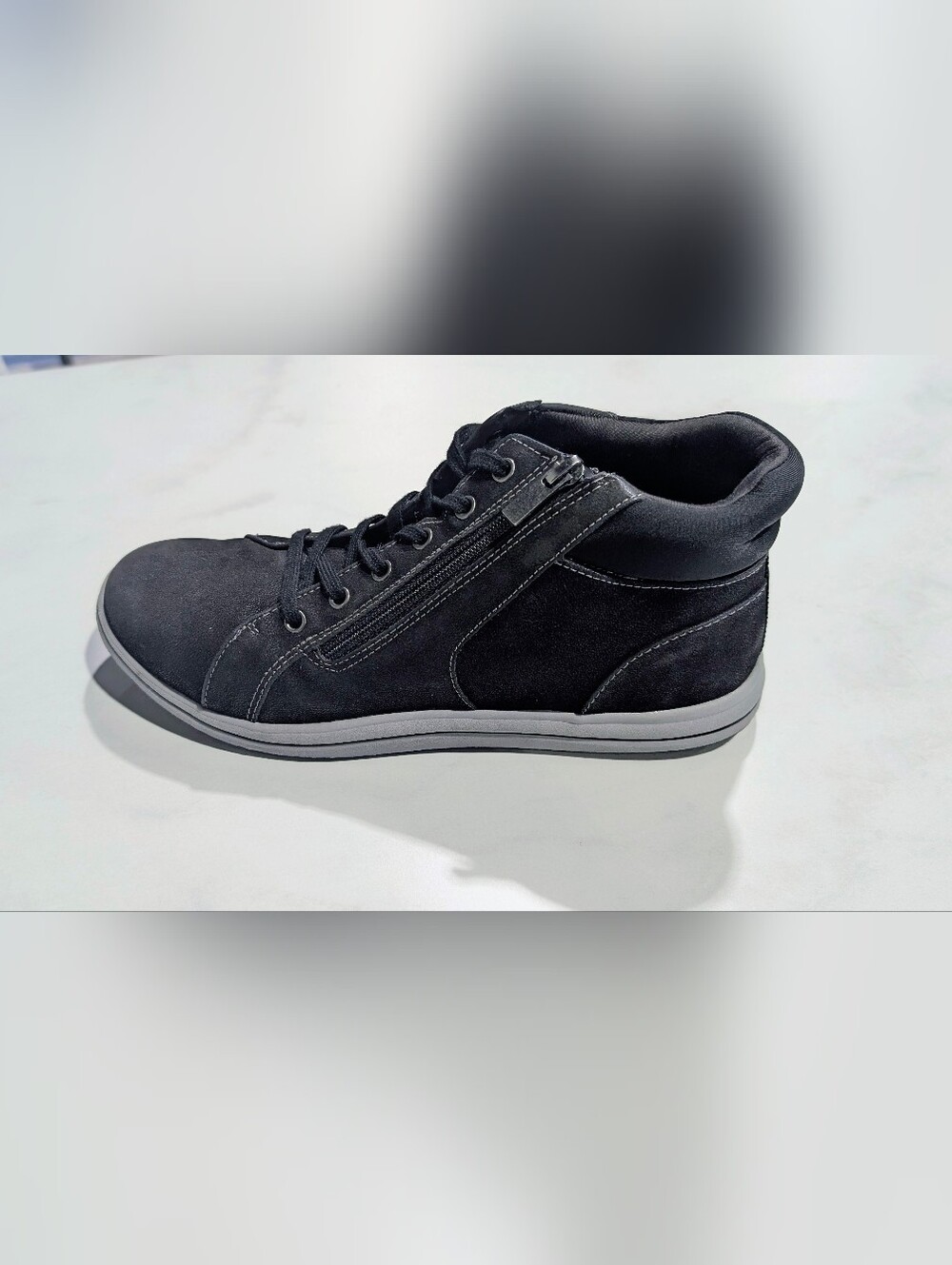 Cloudsteppers by Clarks Women's Black Suede Lace-Up Sneaker with Side Zip